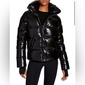 SAM. Isabel Glossy Down Puffer Jacket in Caviar (size Large)